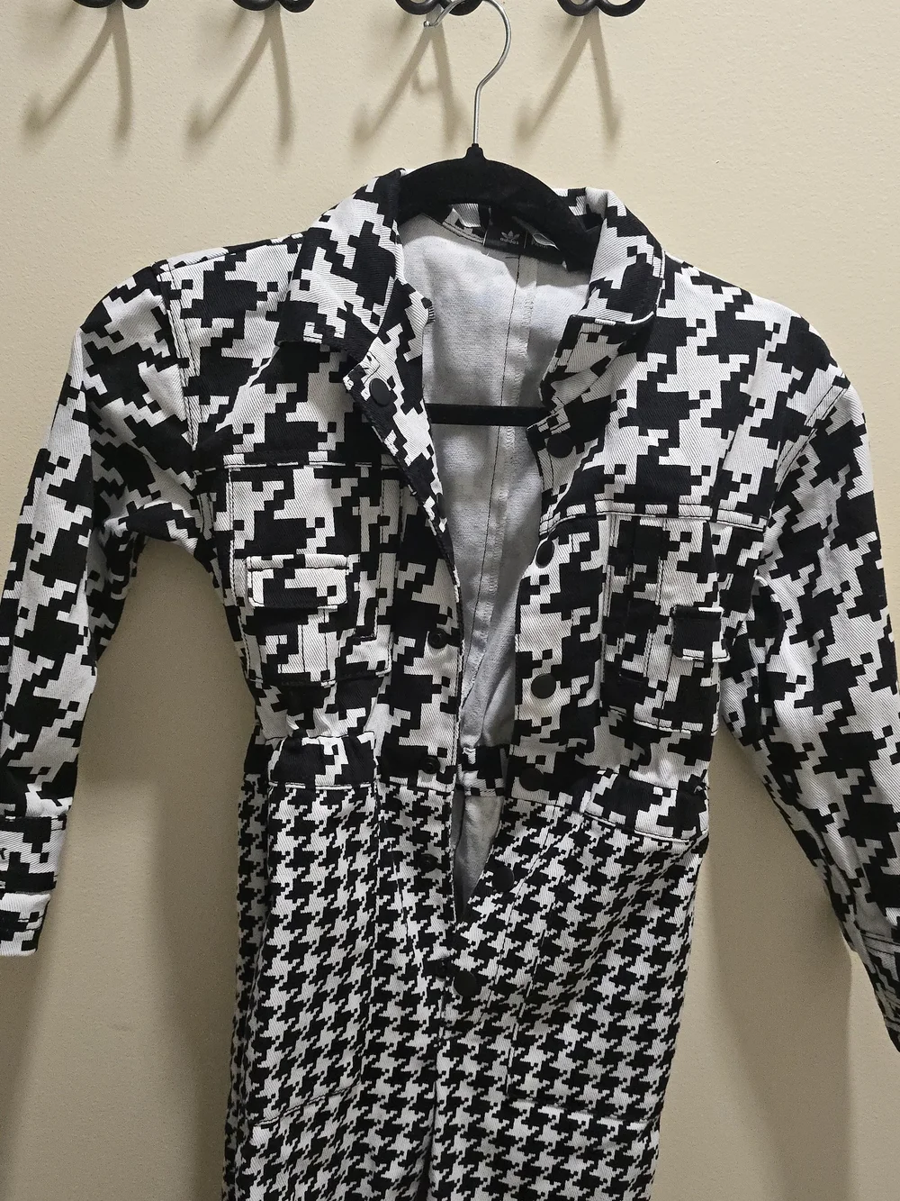 Adidas x Ivy Park Kids' Unisex Black & White Houndstooth Print Jumpsuit Sz-7-8Y